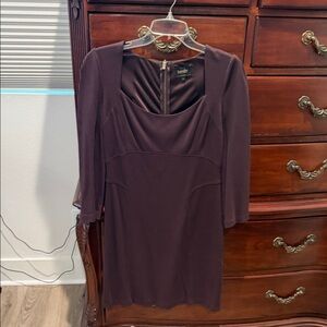 Laundry By Shelli Segal Elegant Long Sleeve Dress in Rich Brown